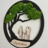 Wanddeko Familie mit Moosbaum mit individueller Gravur Családfa fali dekoráció mohafa egyedi gravírozással