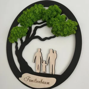Családfa fali dekoráció mohafa egyedi gravírozással