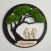 Wanddeko Familie mit Moosbaum mit individueller Gravur Családfa fali dekoráció mohafa egyedi gravírozással