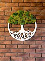 Természetes mohafa életfa fali dekoráció részlete
