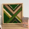 Wandbild Moos Holz-Intarsie – Geometrisches Diagonal-Muster Mohakép fával és geometrikus átlós mintával
