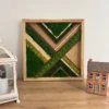 Wandbild Moos Holz-Intarsie – Geometrisches Diagonal-Muster Mohakép fával és geometrikus átlós mintával