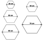 Hatszögletű méretek (30, 40, 50, 60, 70 cm)