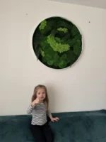 Gondozásmentes élő mohakép kerek fa keretben