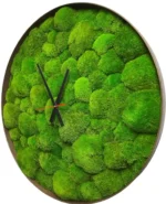 Kerek falióra gömbmohával, oldalnézetből sötét keretben