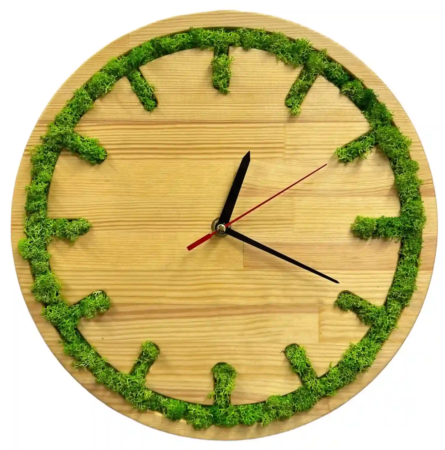 Moss-Clock-6 Kerek fa falióra izlandi zuzmóval Classic