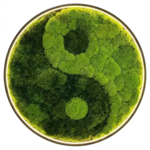 Kerek Yin Yang mohakép kontúrvilágítással