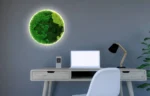 Kerek világító mohakép vegyes mohával és LED világítással